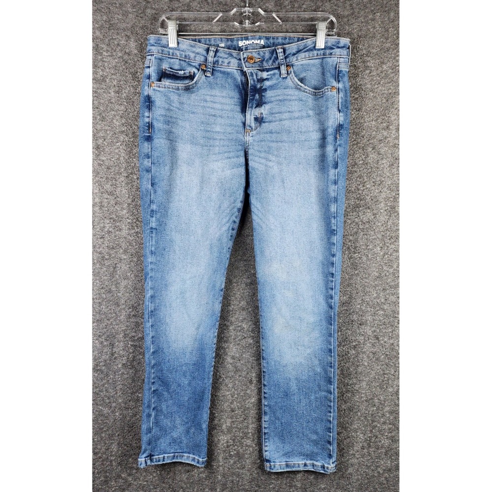 Sonoma Jeans Womens 10S Straight Blue Stretch Medium Wash EUC